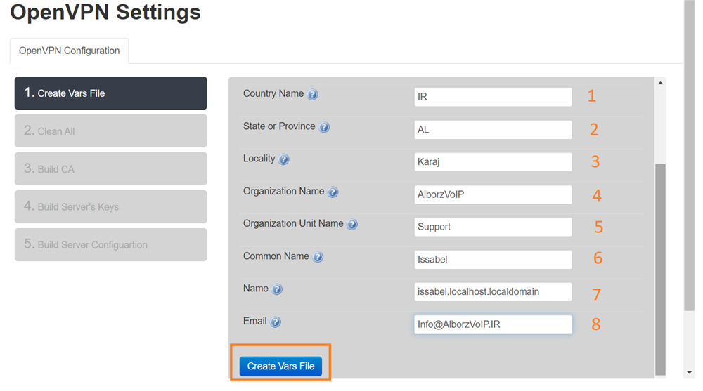 openvpn on issabel pbx 8
